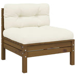 Garden Middle Sofa with Cushions Honey Brown Solid Pinewood