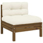 Garden Middle Sofa with Cushions Honey Brown Solid Pinewood