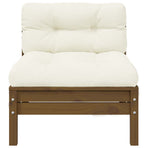 Garden Middle Sofa with Cushions Honey Brown Solid Pinewood