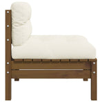 Garden Middle Sofa with Cushions Honey Brown Solid Pinewood