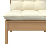 Garden Middle Sofa with Cushions Honey Brown Solid Pinewood