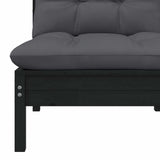Garden Middle Sofa with Cushions Black Solid Pinewood - Top-Down View