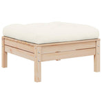 Garden Footstool with Cream Cushion Solid Pinewood