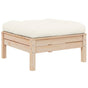 Garden Footstool with Cream Cushion Solid Pinewood