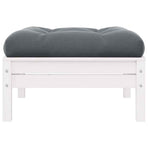 Garden Footstool with Anthracite Cushion White Solid Pinewood