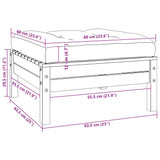 Garden Footstool with Anthracite Cushion Grey Solid Pinewood - 45-Degree Angle