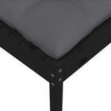 Garden Footstool with Anthracite Cushion Black Solid Pinewood - Side View