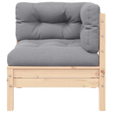 2-Seater Garden Sofa with Grey Cushions Solid Pinewood
