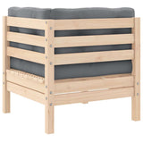 2-Seater Garden Sofa with Grey Cushions Solid Pinewood
