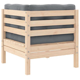 2-Seater Garden Sofa with Grey Cushions Solid Pinewood - Top-Down View