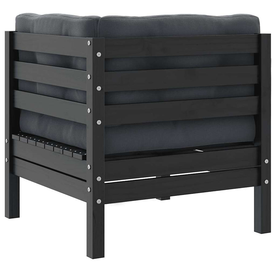 2-Seater Garden Sofa with Cushions Grey Solid Pinewood