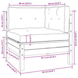 2-Seater Garden Sofa with Cushions Grey Solid Pinewood - Close-Up Angle
