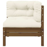 2-Seater Garden Sofa with Cream Cushions Solid Pinewood - Side View