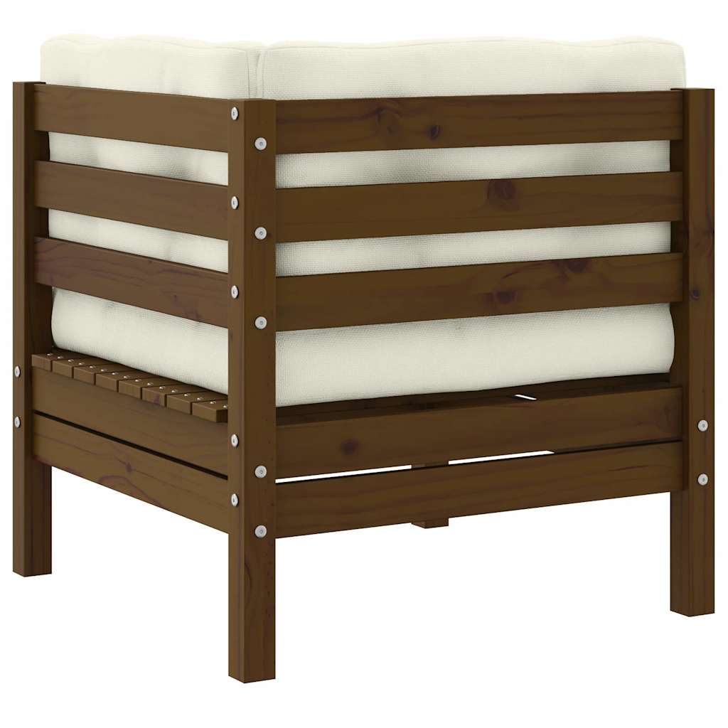 2-Seater Garden Sofa with Cream Cushions Solid Pinewood