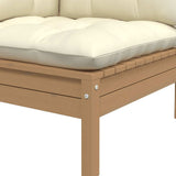 2-Seater Garden Sofa with Cream Cushions Solid Pinewood - 45-Degree Angle
