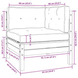 2-Seater Garden Sofa with Cream Cushions Solid Pinewood - Close-Up Angle