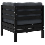 2-Seater Garden Sofa with Cushions Black Solid Pinewood