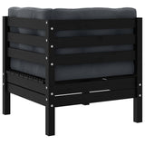 2-Seater Garden Sofa with Cushions Black Solid Pinewood - Top-Down View