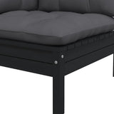 2-Seater Garden Sofa with Cushions Black Solid Pinewood - 45-Degree Angle