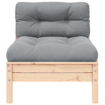 2-Seater Garden Sofa with Grey Cushions Solid Pinewood