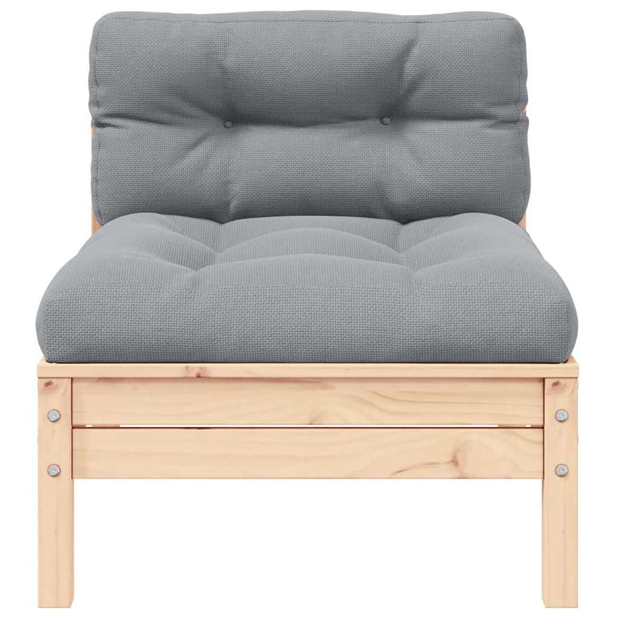 2-Seater Garden Sofa with Grey Cushions Solid Pinewood