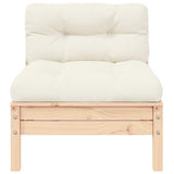 2-Seater Garden Sofa with Cream Cushions Solid Pinewood