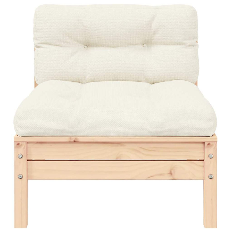 2-Seater Garden Sofa with Cream Cushions Solid Pinewood