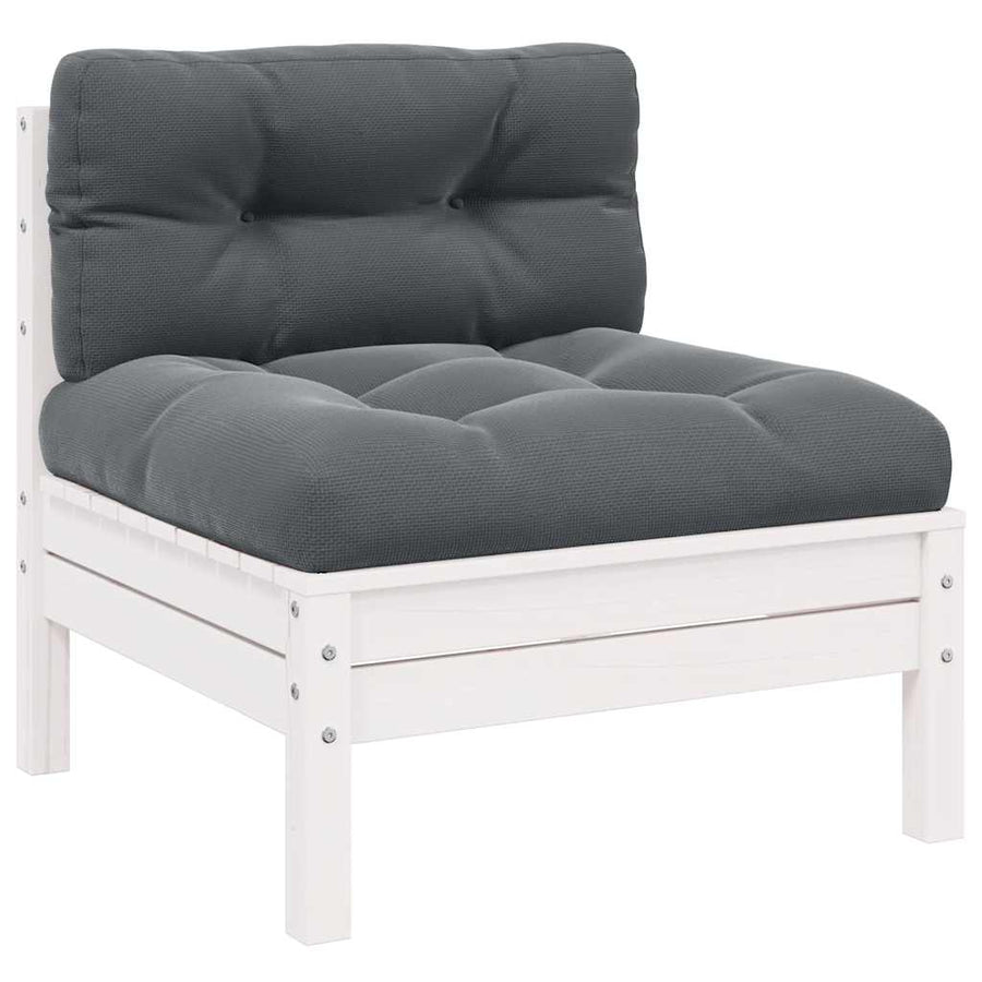 2-Seater Garden Sofa with Cushions White Solid Pinewood
