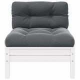 2-Seater Garden Sofa with Cushions White Solid Pinewood