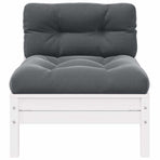 2-Seater Garden Sofa with Cushions White Solid Pinewood