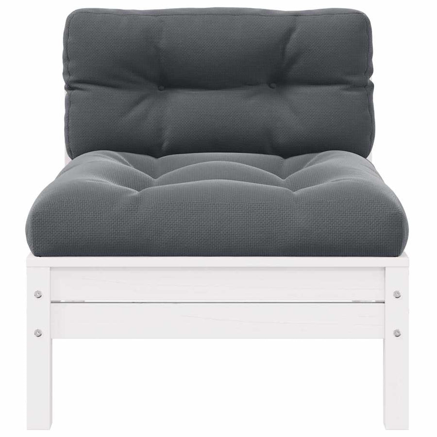 2-Seater Garden Sofa with Cushions White Solid Pinewood
