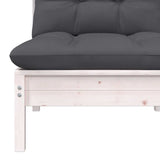 2-Seater Garden Sofa with Cushions White Solid Pinewood - 45-Degree Angle