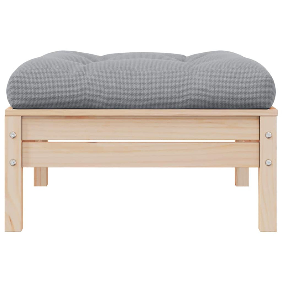 2-Seater Garden Sofa with Grey Cushions Solid Pinewood