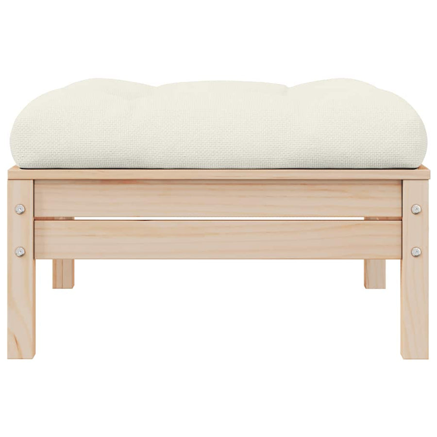 2-Seater Garden Sofa with Cream Cushions Solid Pinewood