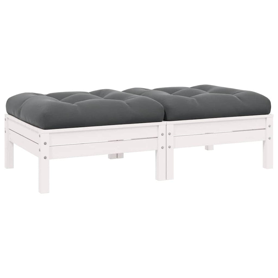 2-Seater Garden Sofa with Cushions White Solid Pinewood
