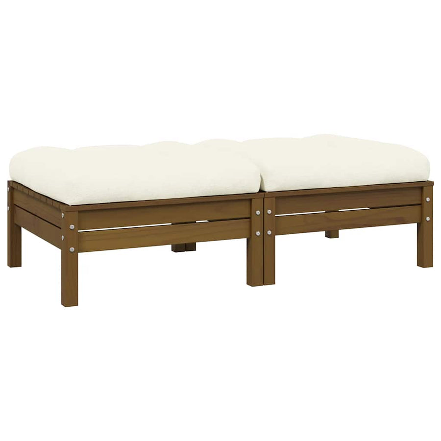 2-Seater Garden Sofa with Cream Cushions Solid Pinewood