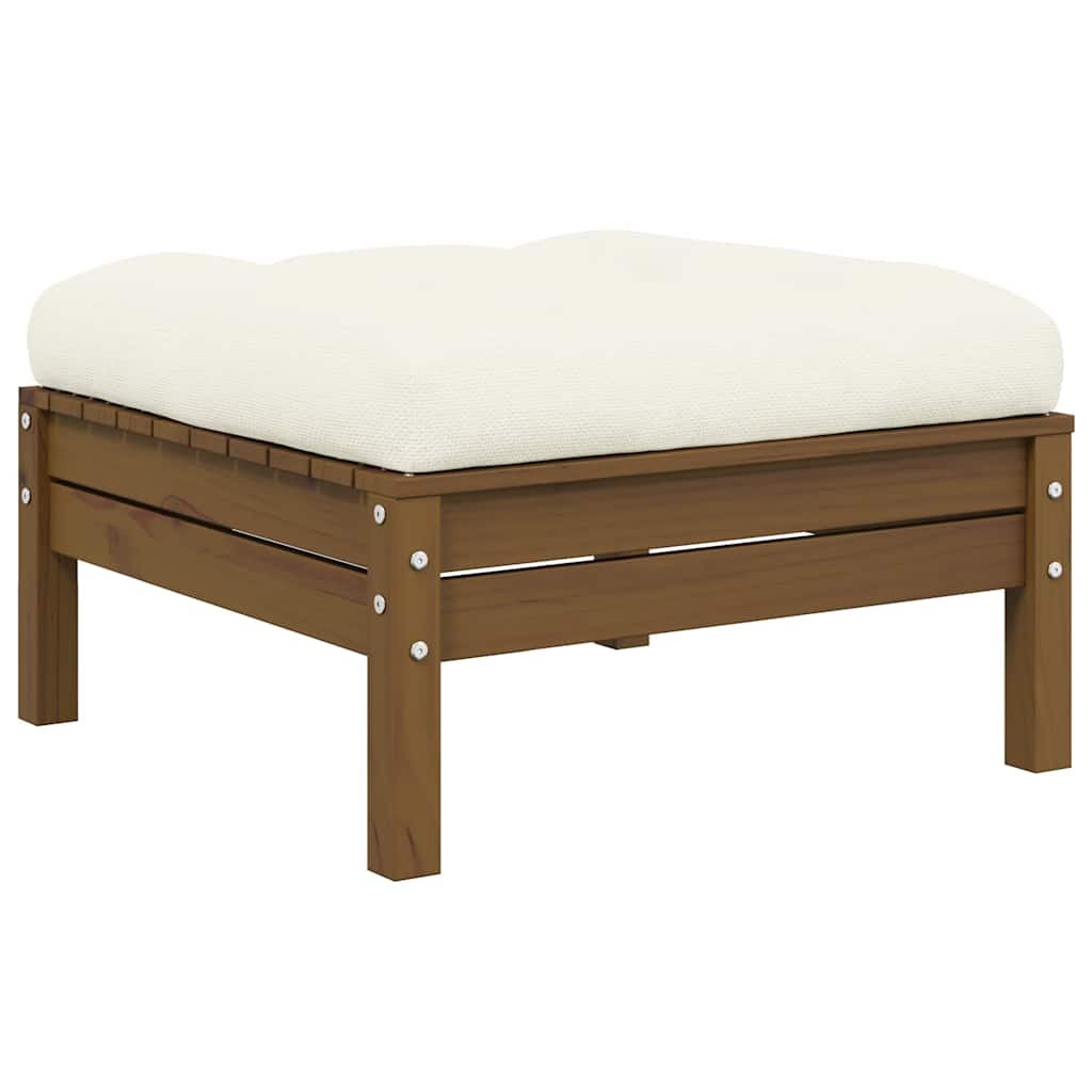 2-Seater Garden Sofa with Cream Cushions Solid Pinewood
