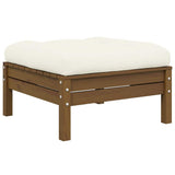2-Seater Garden Sofa with Cream Cushions Solid Pinewood - Front View