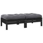 2-Seater Garden Sofa with Cushions Black Solid Pinewood