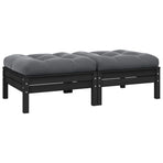 2-Seater Garden Sofa with Cushions Black Solid Pinewood