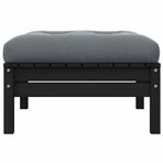 2-Seater Garden Sofa with Cushions Black Solid Pinewood