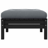 2-Seater Garden Sofa with Cushions Black Solid Pinewood - Top-Down View