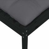 2-Seater Garden Sofa with Cushions Black Solid Pinewood - 45-Degree Angle