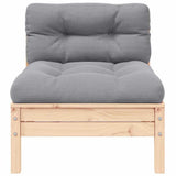 3 Piece Garden Lounge Set with Grey Cushions Solid Pinewood
