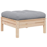 3 Piece Garden Lounge Set with Grey Cushions Solid Pinewood