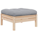 3 Piece Garden Lounge Set with Grey Cushions Solid Pinewood