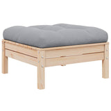 3 Piece Garden Lounge Set with Grey Cushions Solid Pinewood - 45-Degree Angle
