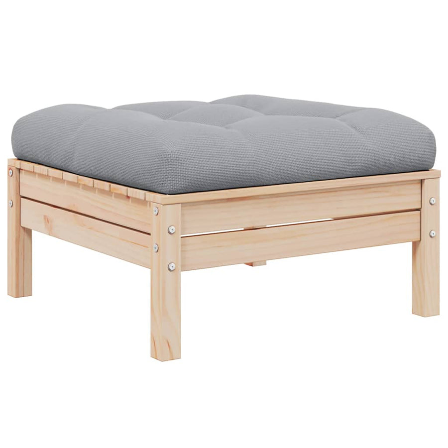 3 Piece Garden Lounge Set with Grey Cushions Solid Pinewood