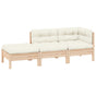 3 Piece Garden Lounge Set with Cream Cushions Solid Pinewood