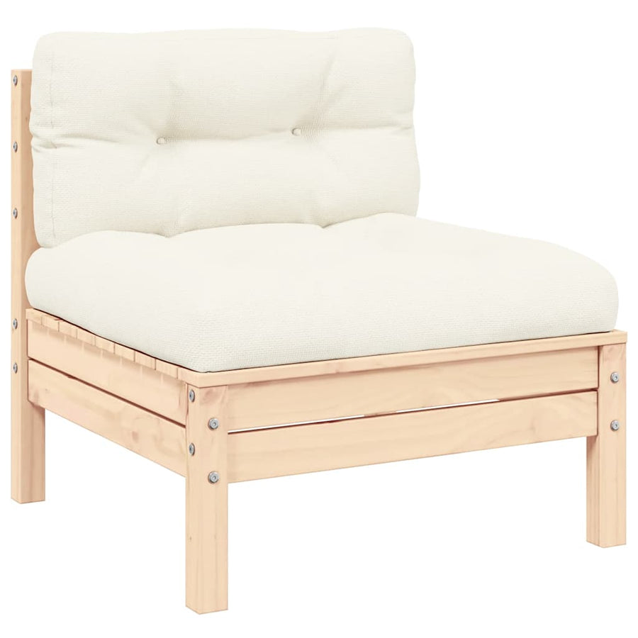 3 Piece Garden Lounge Set with Cream Cushions Solid Pinewood